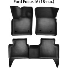 Автомобильные коврики ЭВА с Бортами для Ford Focus IV (18-н. в.). ЕВА соты от SUPERVIP для Форд Фокус 4. Черный цвет.