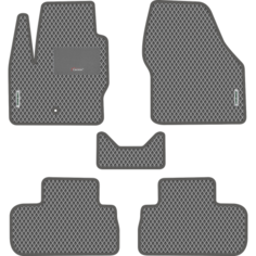 Автомобильные коврики EVA для Land Rover Freelander II (2006-2012), с каучуковым подпятником и 2 эмблемами, серые с серым кантом, ячейка - ромб Carstar