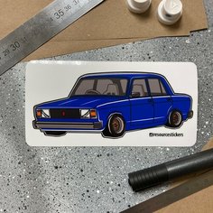 Наклейка машинка Жигули 2105 глубокий синий Resource Stickers