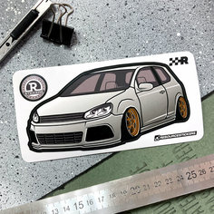 Наклейка машинка Volkswagen Golf 6 (белый) Resource Stickers