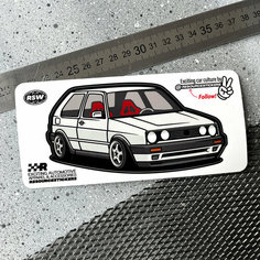 Виниловая наклейка машинка Volkswagen golf MK2 (Белый) 12.5x6 Resource Stickers