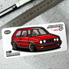 Виниловая наклейка машинка Volkswagen golf MK2 (Красный) 12.5x6 Resource Stickers