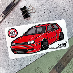 Наклейка машинка Volkswagen golf 4 (красный) Resource Stickers