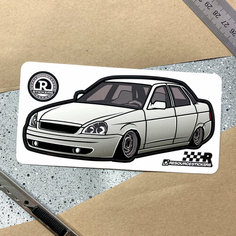 Наклейка машинка Приора (белый) Resource Stickers