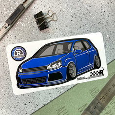 Наклейка машинка Volkswagen Golf 6 (синий) Resource Stickers