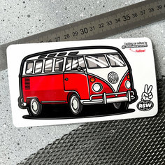 Виниловая наклейка машинка Volkswagen bus T1 красный 13x7.5 Resource Stickers