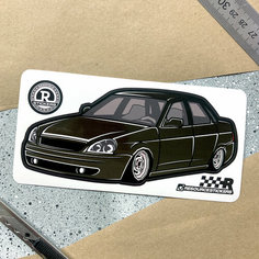 Наклейка машинка Жигули Приора (черный) Resource Stickers