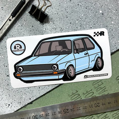Наклейка машинка Volkswagen Golf 1 (голубой) / Resource Stickers