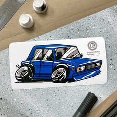 Виниловая наклейка машинка Жигули 2105 синяя, Drift, 15х7 Resource Stickers
