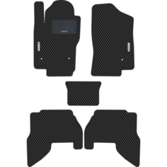 Автомобильные коврики EVA для Nissan Pathfinder III (2004-2014), с каучуковым подпятником и 2 эмблемами Nissan, чёрные с чёрным кантом, ячейка - ромб Carstar