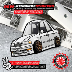 Виниловая наклейка машинка Toyota Mark 2 JZX 100 Deform белый, 15х5.6 Resource Stickers