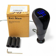 Ручка КПП синяя LED подсветка Sal-Man в стиле Веста, рычажный привод, черный лак Лада Приора / ВАЗ 2113 2114 2115 / 2108 2109 21099 / 2110 2111 2112 арт.01421 Нет бренда