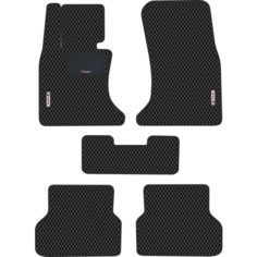 Автомобильные коврики EVA для BMW 5 V E60 (2002-2010) с каучуковым подпятником и 2 эмблемами BMW, чёрные с чёрным кантом, ячейка - ромб Carstar