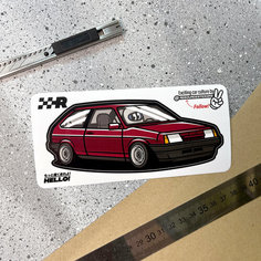 Виниловая наклейка машинка Жигули 2108 вишнёвая 14х6 / Resource Stickers