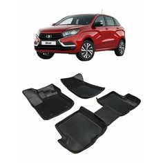 Ева коврики Lada XRAY пресс борта 2015 -/ Ева ЭВА сота/ цвет Серый c бежевой окантовкой / EVA Smart / коврики в салон автомобиля Лада