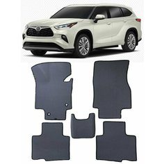 Ева коврики Toyota Highlander IV (U70) 5мест 2019 -/ Ева ЭВА ромб/ цвет Бежевый c бежевой окантовкой / EVA Smart / коврики в салон автомобиля Тойота
