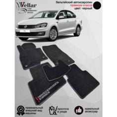 Ворсовые коврики для автомобиля Volkswagen VW Polo VI /2020-2022/ автомобильные коврики в машину Фольцваген Поло Vellar