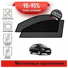 Каркасные шторки LATONIK PREMIUM на LADA Гранта лифтбек (2018-н. в) на передние двери на магнитах с затемнением 90-95%