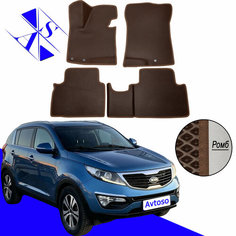 Автомобильные коврики EVA/ЕВА/ЭВА для Kia Sportage 3 III (SL) / Киа Спортейдж 3 III (СЛ) 2010-2016 коричневый коричневый Avtoso