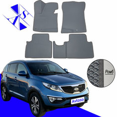 Автомобильные коврики EVA/ЕВА/ЭВА для Kia Sportage 3 III (SL) / Киа Спортейдж 3 III (СЛ) 2010-2016 серый темно серый Avtoso