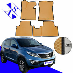 Автомобильные коврики EVA/ЕВА/ЭВА для Kia Sportage 3 III (SL) / Киа Спортейдж 3 III (СЛ) 2010-2016 горчичный черный Avtoso