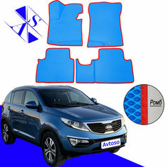 Автомобильные коврики EVA/ЕВА/ЭВА для Kia Sportage 3 III (SL) / Киа Спортейдж 3 III (СЛ) 2010-2016 василок красный Avtoso