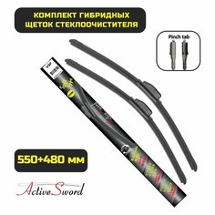 Бескаркасные щетки Fiat Stilo 07.2005-12.2007 (550+480 мм) Active Sword