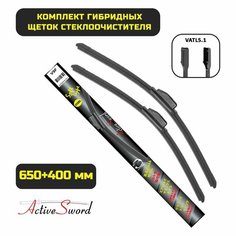 Бескаркасные щетки Renault Kaptur (J5) 03.2016- (650+400 мм) Active Sword