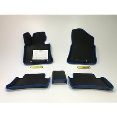 Коврики EVA для Hyundai Tucson 3 поколение (03.2015 - 02.2021) - Комплект в салон - 3D С бортиками - Черный - Синий кант Нет бренда