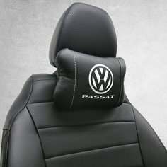 Автомобильная подушка под шею на подголовник эмблема Volkswagen Passat, для Фольксваген Пассат. Подушка для шеи в машину. Подушка на сиденье автомобиля. Нет бренда