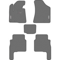 Автомобильные коврики EVA для Hyundai Santa Fe II рестайл (2010-2012), с каучуковым подпятником и 2 эмблемами, серые с серым кантом, ячейка - ромб Carstar
