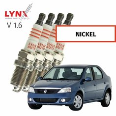 Свечи зажигания Renault Logan (1) / Рено Логан 2002 2003 2004 2005 2006 2007 2008 2009 2010 V1.6 K7M / никель, 4шт LYNXauto