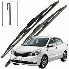 Дворники Kia Rio (3) QB / Киа Рио седан рест. 2015 / 2016 / 2017 Щетки стеклоочистителя каркасные для автомобиля 650мм-400мм к-т 2шт. Lyn Xauto
