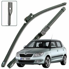 Дворники Skoda Fabia (2) MK2 / Шкода Фабиа МК2 хэтчбек 5 дв. рест. 2010 2011 2012 2013 2014 2015 Щетки стеклоочистителя бескаркасные автомобильные LYNXauto 530мм-530мм к-т 2шт.