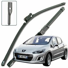 Дворники Peugeot 308 (1) T7 / Пежо 308 Т7 хэтчбек 5 дв. рест. 2011 / 2012 / 2013 / 2014 Щетки стеклоочистителя бескаркасные автомобильные LYNXauto 750мм-650мм к-т 2шт.