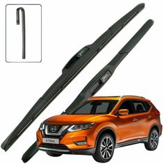 Дворники Nissan X-Trail (3) T32 / Ниссан Х-трэйл Т32 рест. 2017 2018 2019 2020 2021 2022 Щетки стеклоочистителя гибридные ОЕМ для автомобиля LYNXauto 650мм-400мм к-т 2шт.