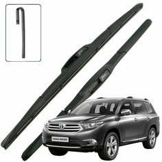 Дворники Toyota Highlander (2) XU40 / Тойота Хайлендер 40 рест. 2010 / 2011 / 2012 / 2013 Щетки стеклоочистителя гибридные ОЕМ для автомобиля LYNXauto 650мм-500мм к-т 2шт.