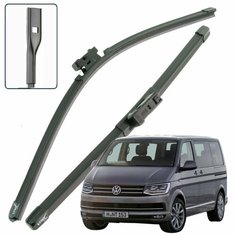Дворники VW Volkswagen Multivan (6) T6 / Фольксваген Мультиван Т6 2015 / 2016 / 2017 / 2018 / 2019 Щетки стеклоочистителя бескаркасные автомобильные LYNXauto 600мм-600мм к-т 2шт.