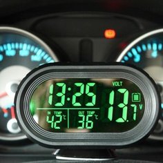 Автомобильные часы с подсветкой, вольтметром и термометром VST 7009V-2 Нет бренда