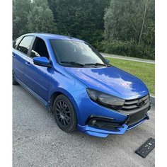 Облицовка ПТФ (канарды) переднего бампера Лада Гранта FL (чёрный лак) Нет бренда