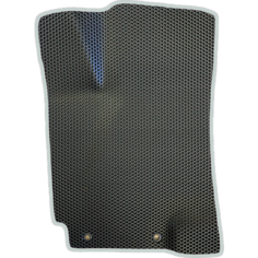 EVA коврик для Hyundai Solaris 1 Седан (2010-2017) водительский / Хендай Солярис 1 Седан / Черные соты, серебристый кант Evaformat