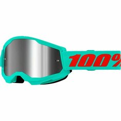 Кроссовые очки, маска 100% Strata 2 бирюзовые с серебристой зеркальной линзой