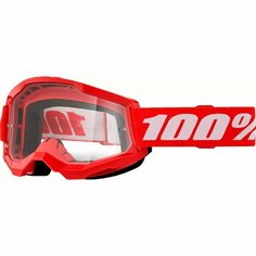 Кроссовые очки, маска 100% Strata 2, красные с прозрачным стеклом.