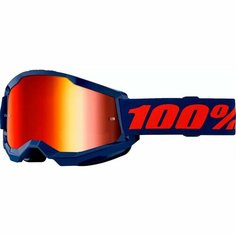 Кроссовые очки, маска 100% Strata 2 синие с красной зеркальной линзой