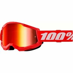 Кроссовые очки, маска 100% Strata 2 красные с красн зеркальной линзой