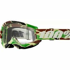 Кроссовые очки, маска 100% Strata 2 камуфляж с прозрачным стеклом.