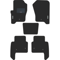 Автомобильные коврики EVA для Land Rover Range Rover Sport I (2005-2013), с каучуковым подпятником и 2 эмблемами, чёрные с чёрным кантом, ячейка ромб Carstar