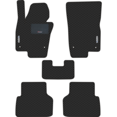 Автомобильные коврики EVA для Volkswagen Tiguan I (2007-2016), с каучуковым подпятником и 2 эмблемами Volkswagen, чёрные с чёрным кантом, ячейка ромб Carstar