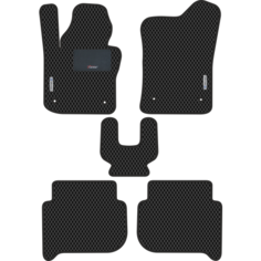 Автомобильные коврики EVA для Volkswagen Touran I (2003-2010), с каучуковым подпятником и 2 эмблемами Volkswagen, чёрные с чёрным кантом, ячейка ромб Carstar