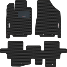 Автомобильные коврики EVA для Nissan Pathfinder IV (2012-2020), с каучуковым подпятником и 2 эмблемами Nissan, чёрные с чёрным кантом, ячейка - ромб Carstar